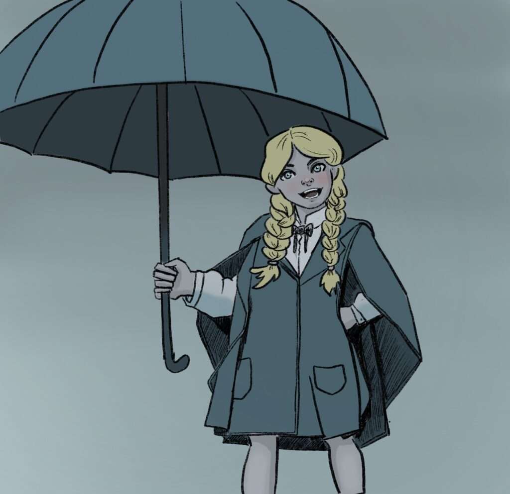 Une fille sous un parapluie