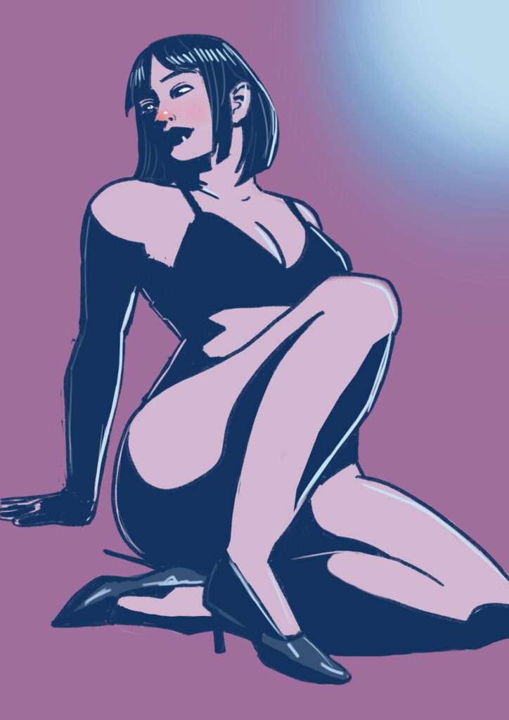 Une jeune femme en sous-vêtements assisse au sol