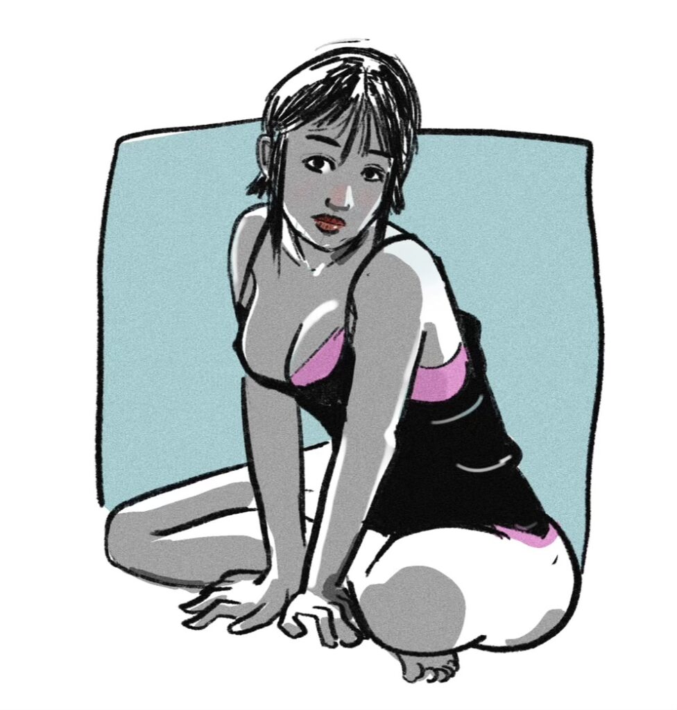 Une femme en tailleur 